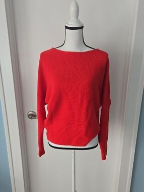 Cyrus Bright Red Off-the-Shoulder Knit Sweater M